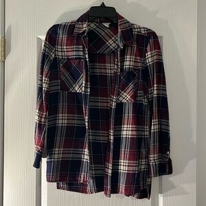 Purple & navy plaid flannel